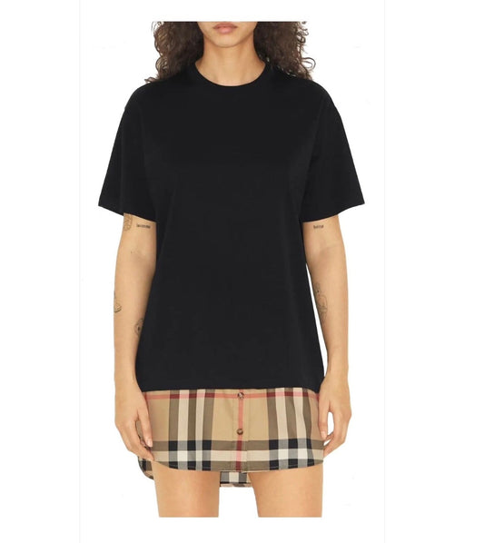 BURBERRY NWT Eden Check Shirttail Hem T-Shirt, XSMALL