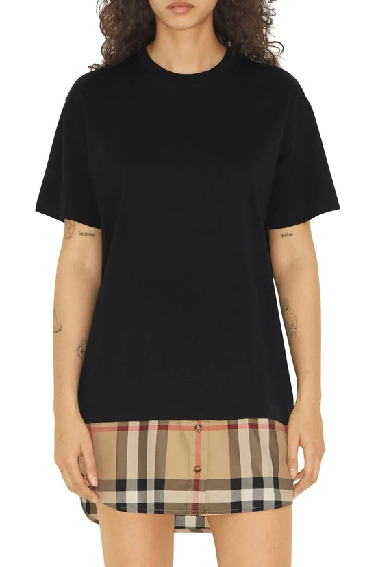 BURBERRY NWT Eden Check Shirttail Hem T-Shirt, XSMALL