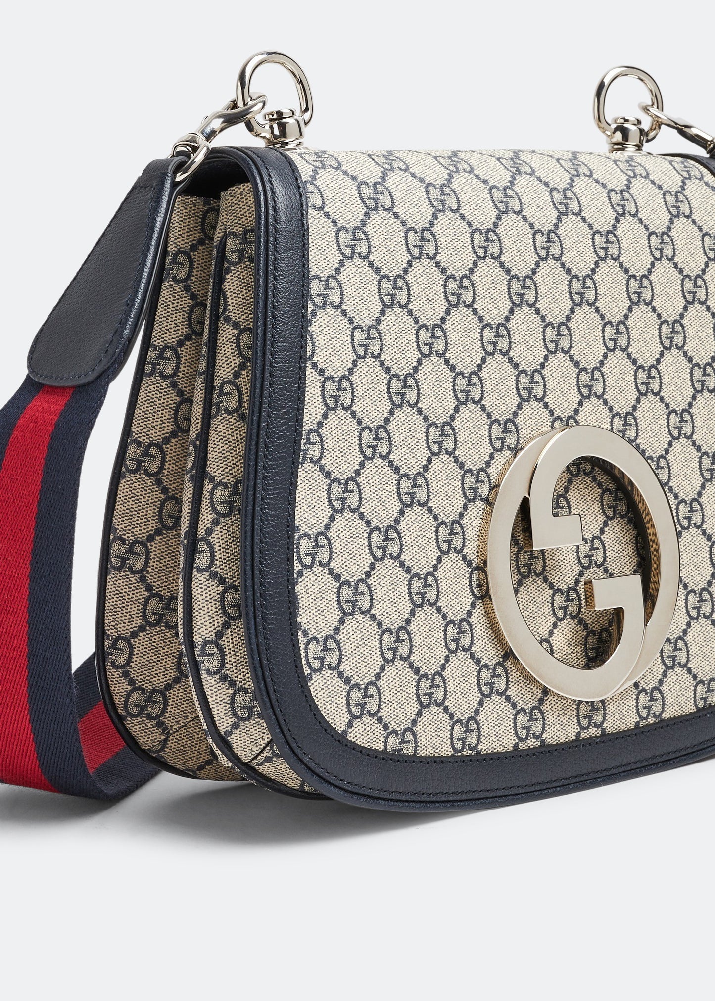 Gucci Navy Blue/Beige GG Supreme Canvas & Leather Blondie Top Handle Bag