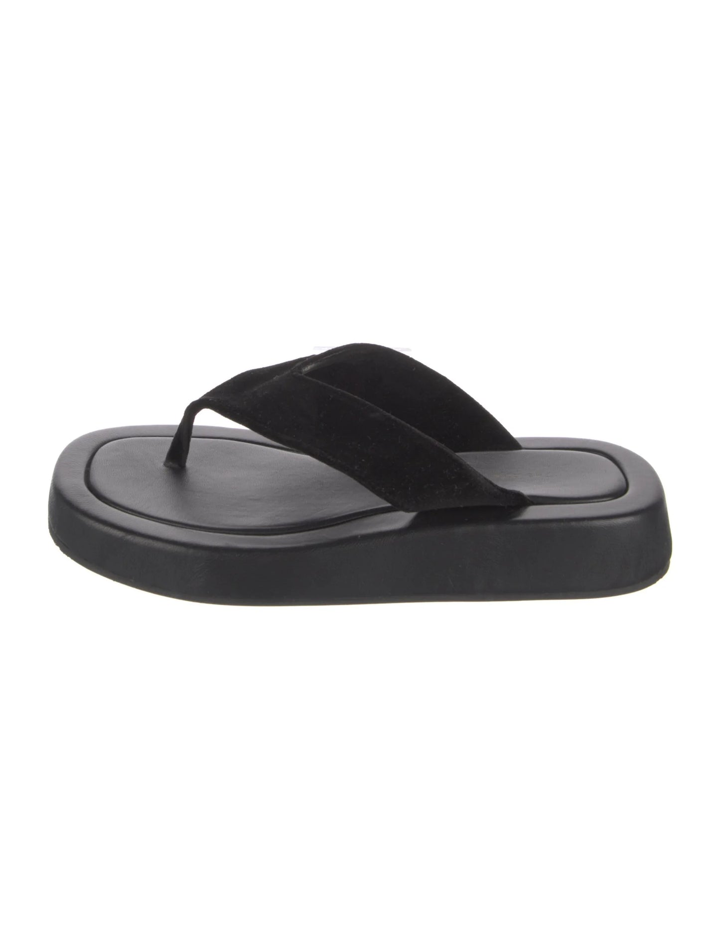 THE ROW Ginza leather and velvet platform flip flops, SIZE 6