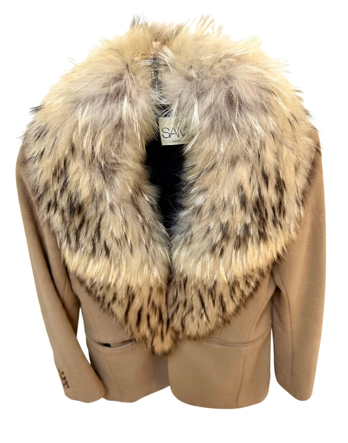 SAM CROSBY JACKET WITH ASIATIC RACCOON FUR TRIM COLLAR, XSMALL