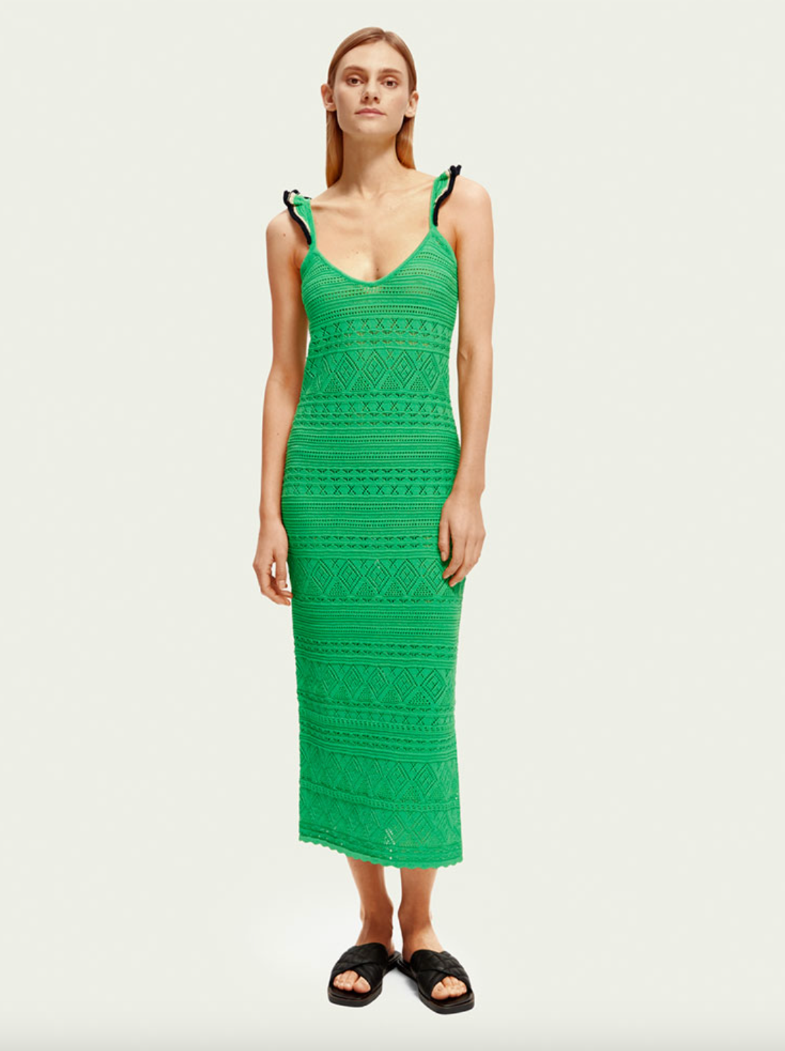 Scotch & Soda Pointelle Midi Dress – Bright Parakeet, XSMALL