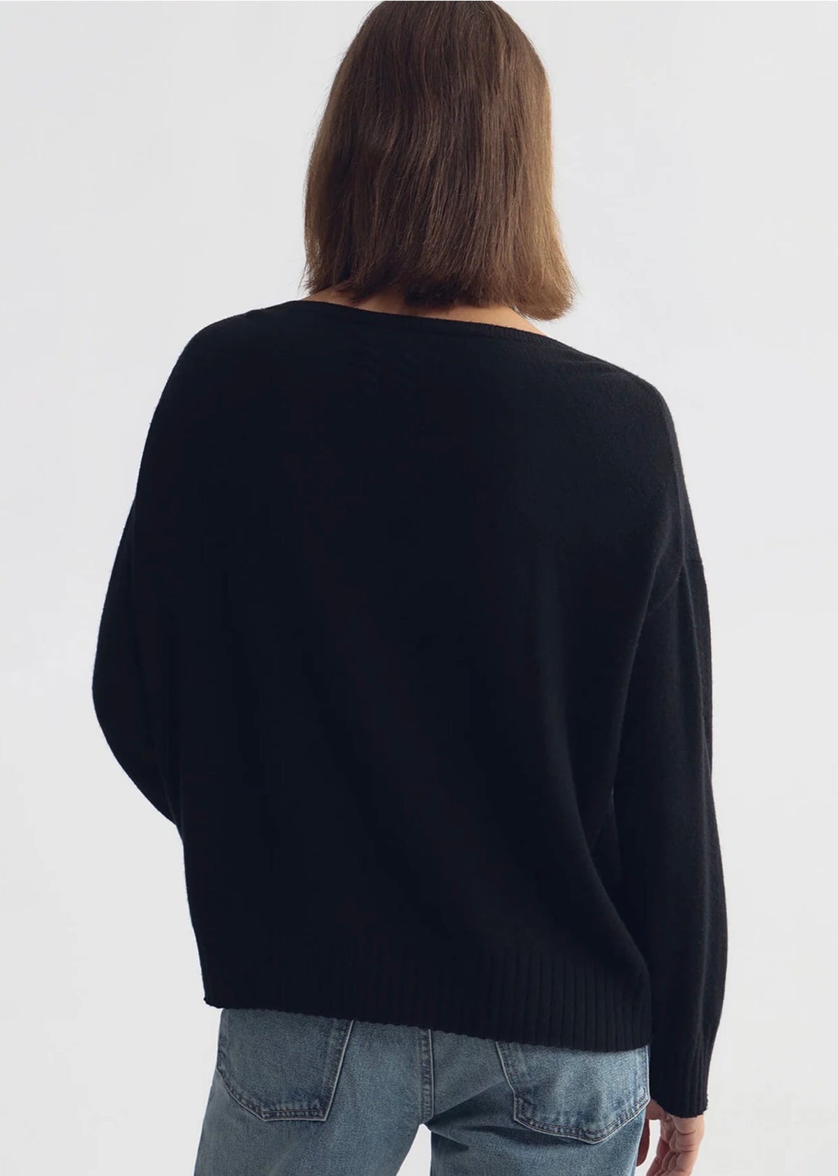 NILI LOTAN black Cashmere Boyfriend Sweater, Small (oversized)