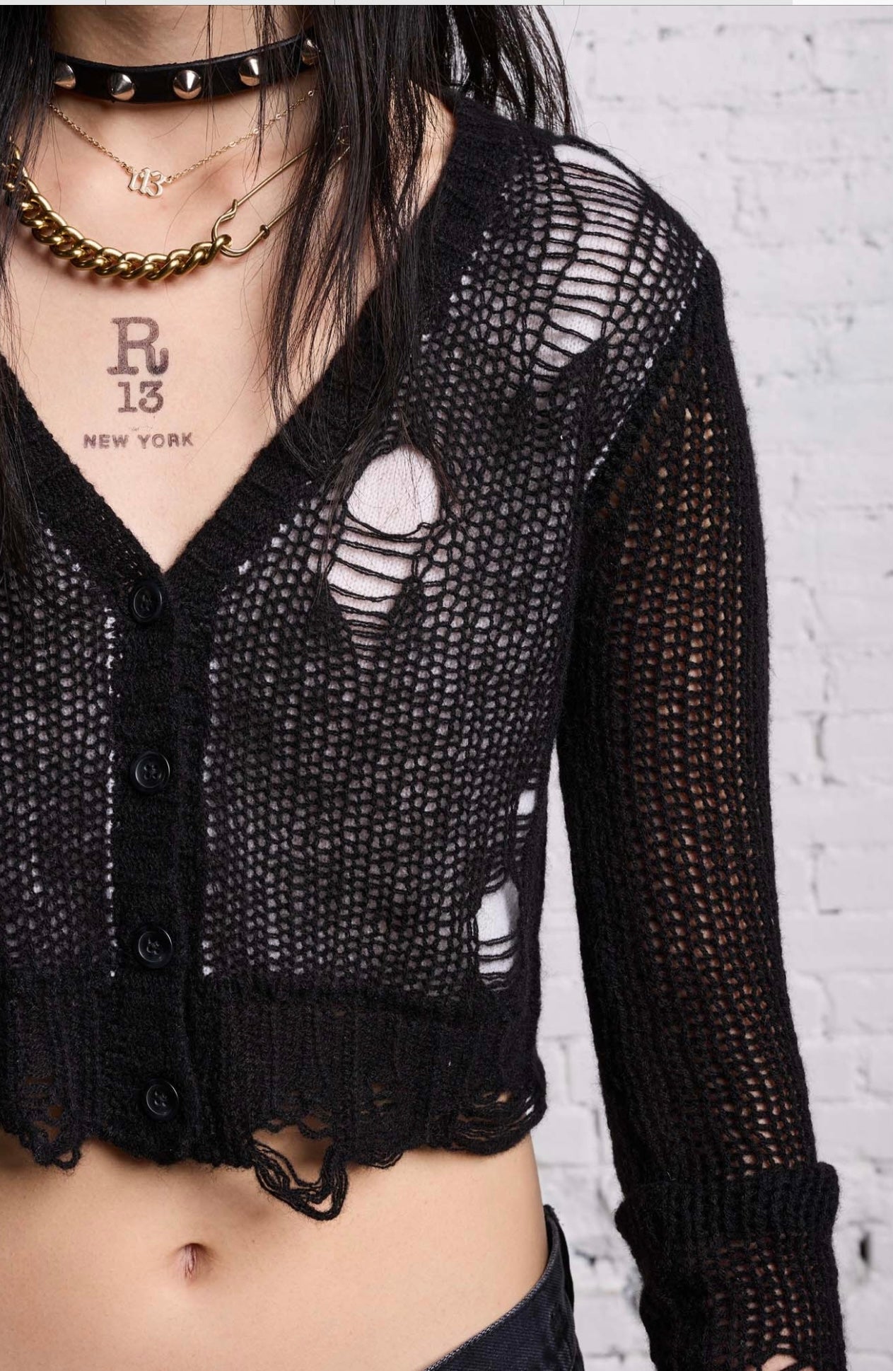 R13 NWT Black Double Layer Cardigan, SMALL