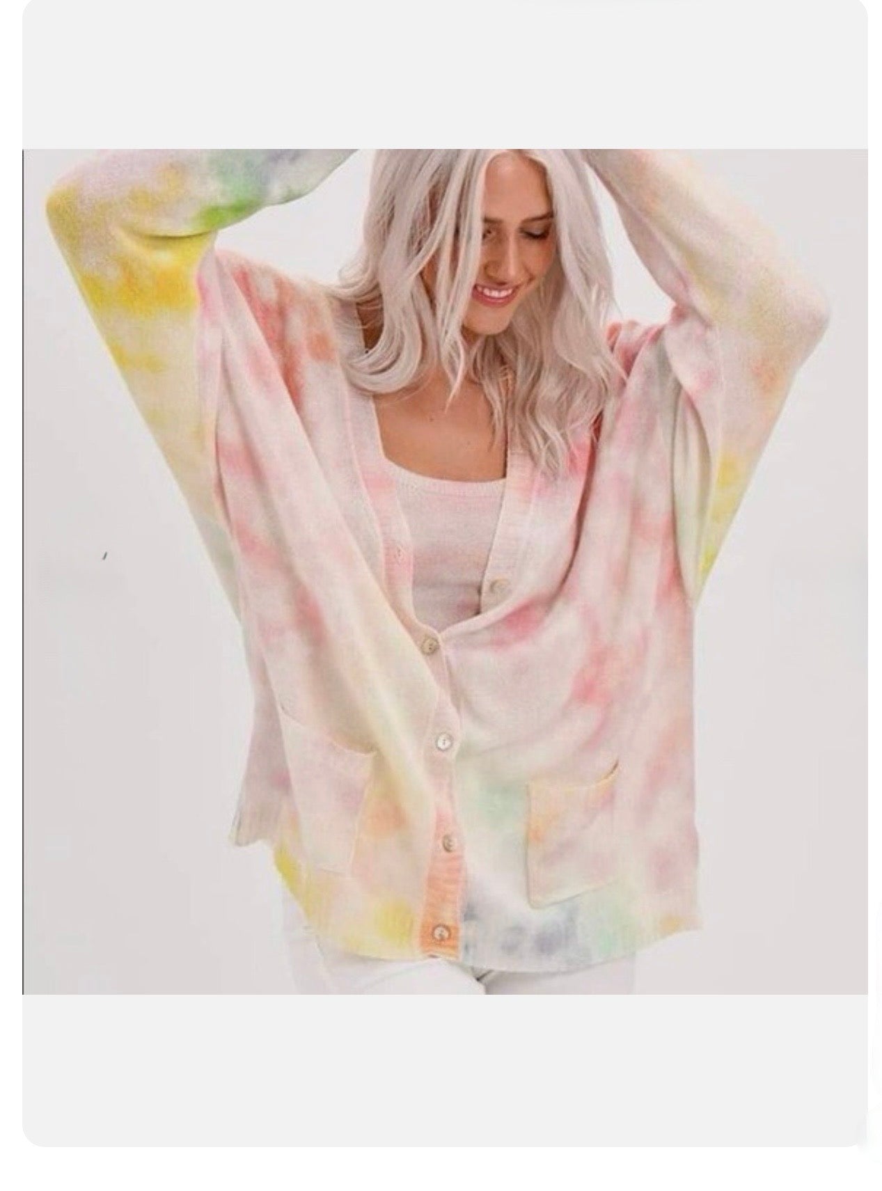 Brodie Cashmere Oversized Tiedye Cardigan- Size Small
