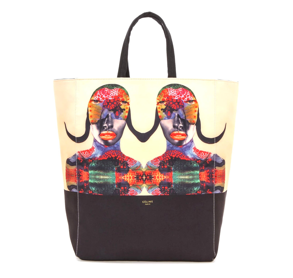 CELINE Printed Canvas Born Free Tote Bag
