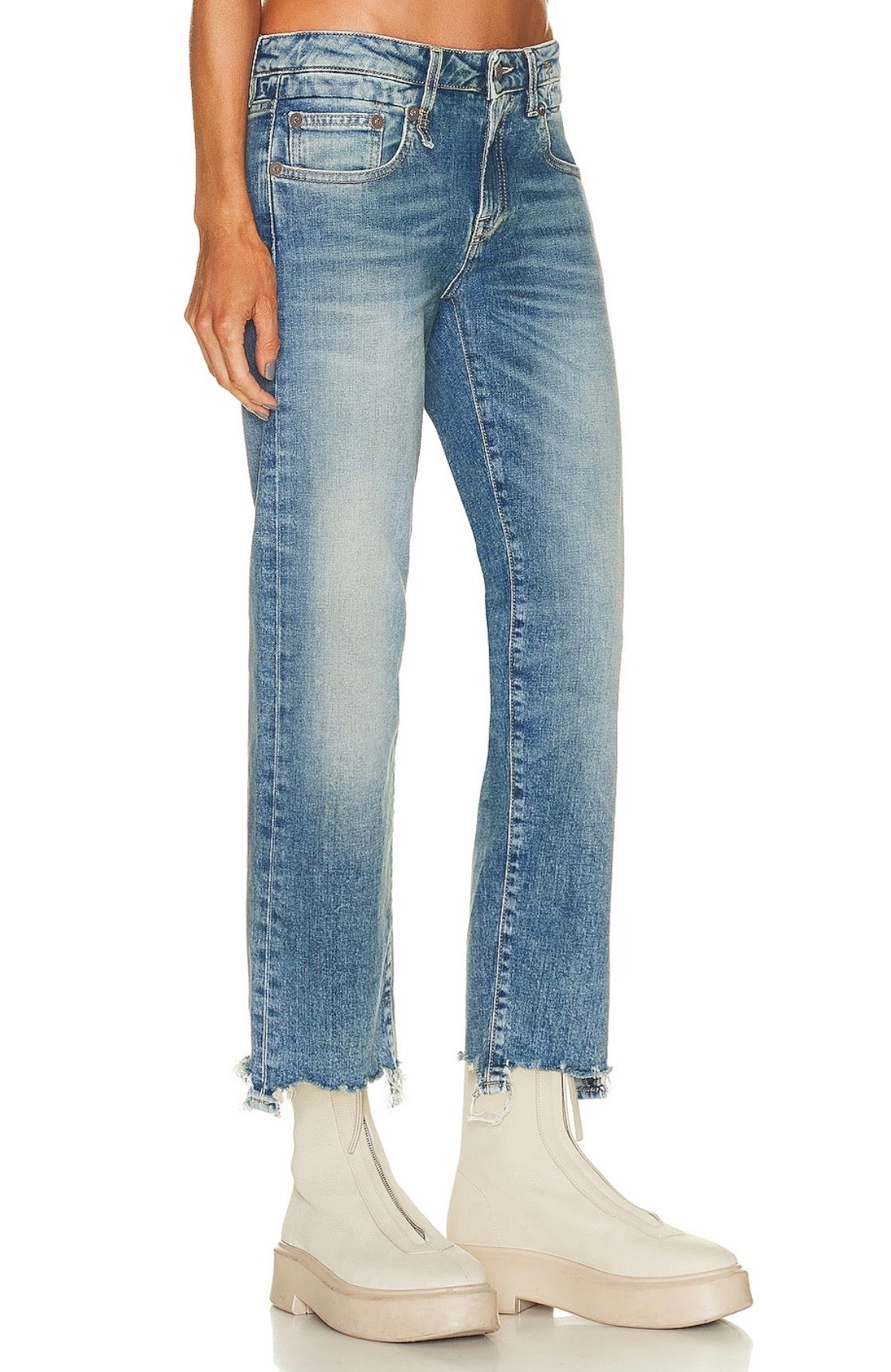 R13 BOY straight with rips, Jasper stretch, size 25