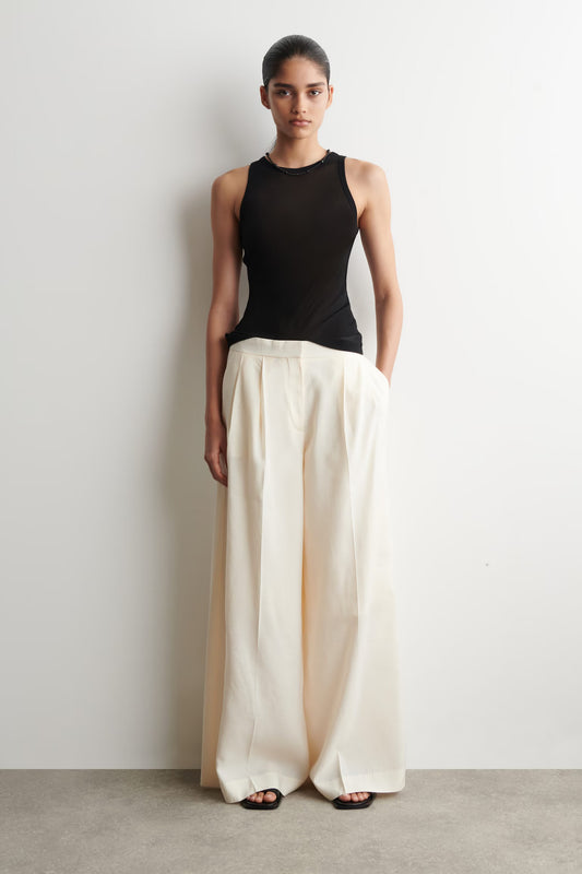 COS PLEATED MODAL WIDE-LEG PANTS, Size 4