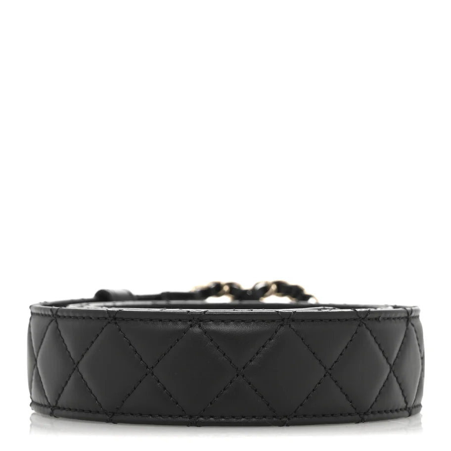 CHANEL BLACK CALFSKIN QUILTED CC CHAIN BELT SIZE 80/32
