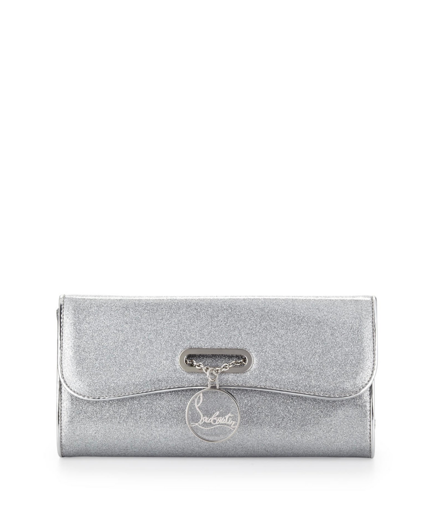 Christian Louboutin Riviera Glittered PVC Clutch Bag Silver Christian Louboutin Riviera Glittered PVC Clutch Bag Silver