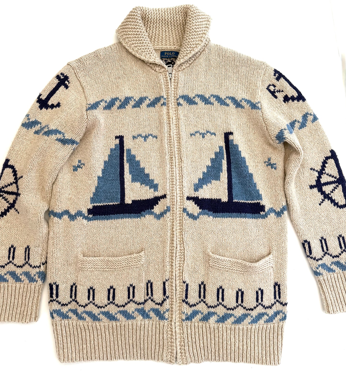 Ralph Lauren Polo sailboat zip cardigan, Small