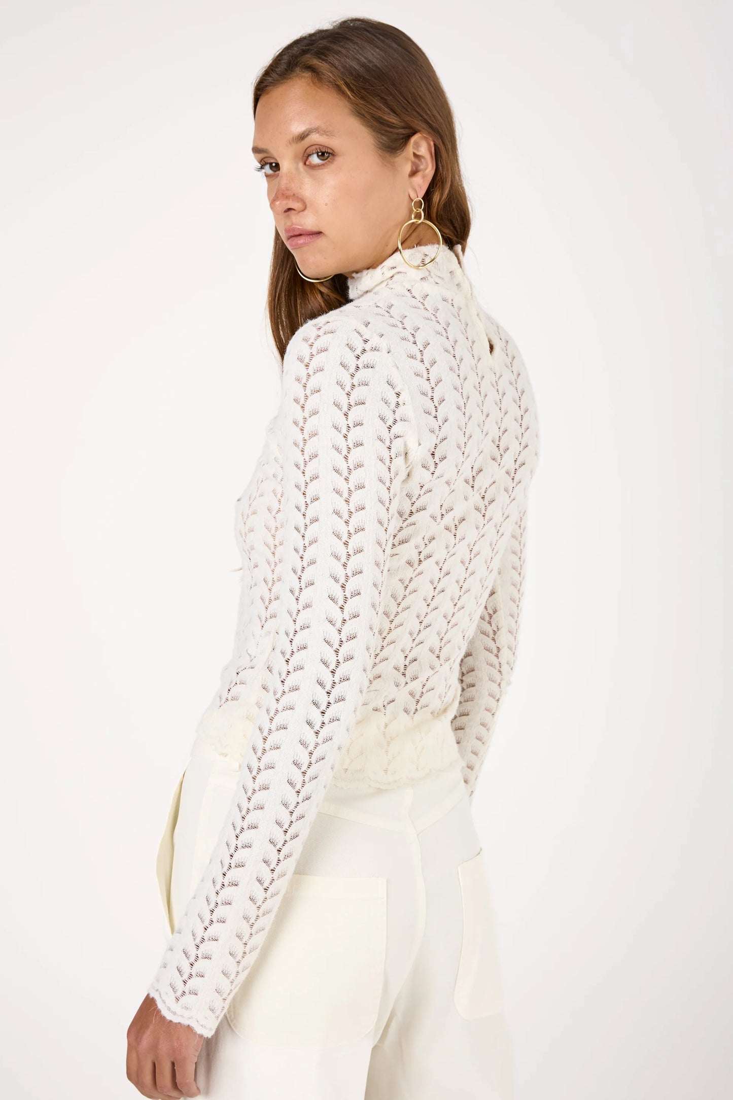 SABLYN Hailey B Cropped Lace Mock Neck, Small
