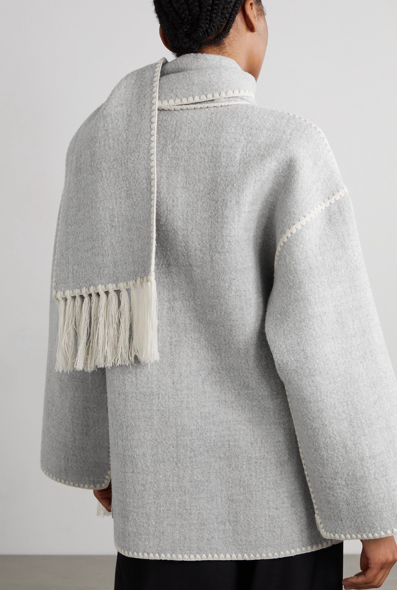 TOTEME Embroidered scarf jacket grey mélange, SIZE 36