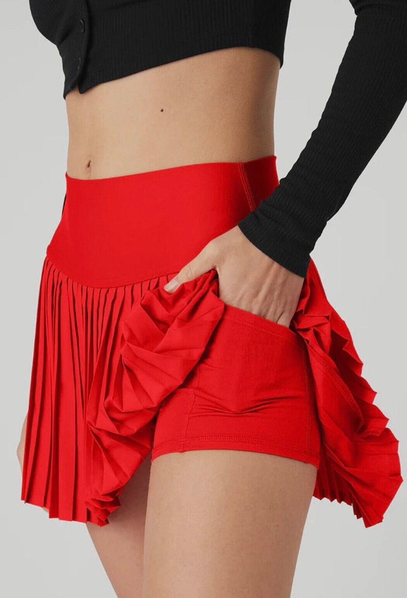 Alo Yoga Grand Slam Tennis Skirt Red Hot Summer, XSmall