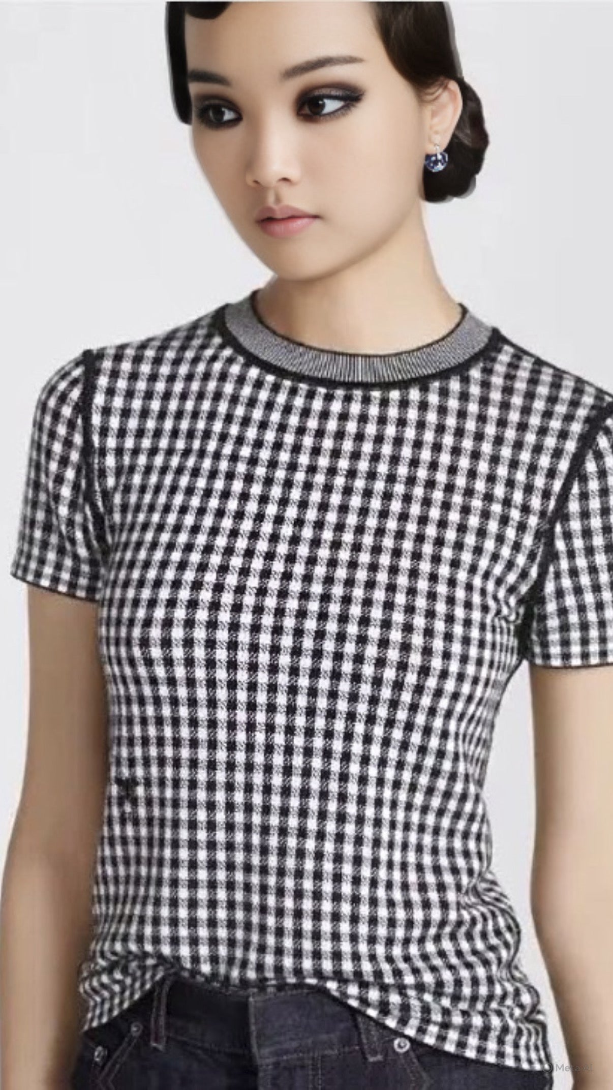 Dior Black Cashmere Short Sleeve Sweater, SIZE 10