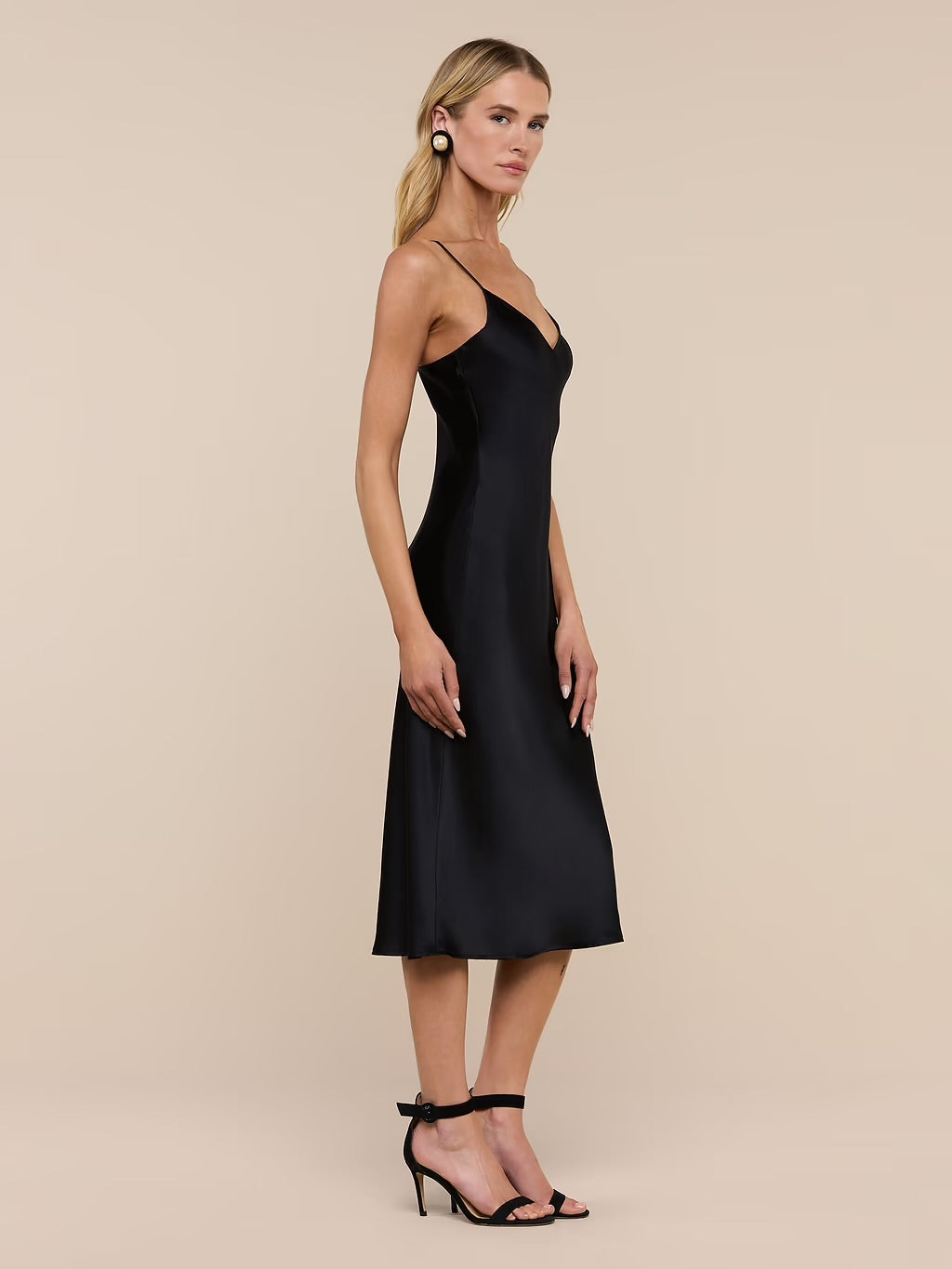 L’Agence Black Silk Slip Dress, size 2