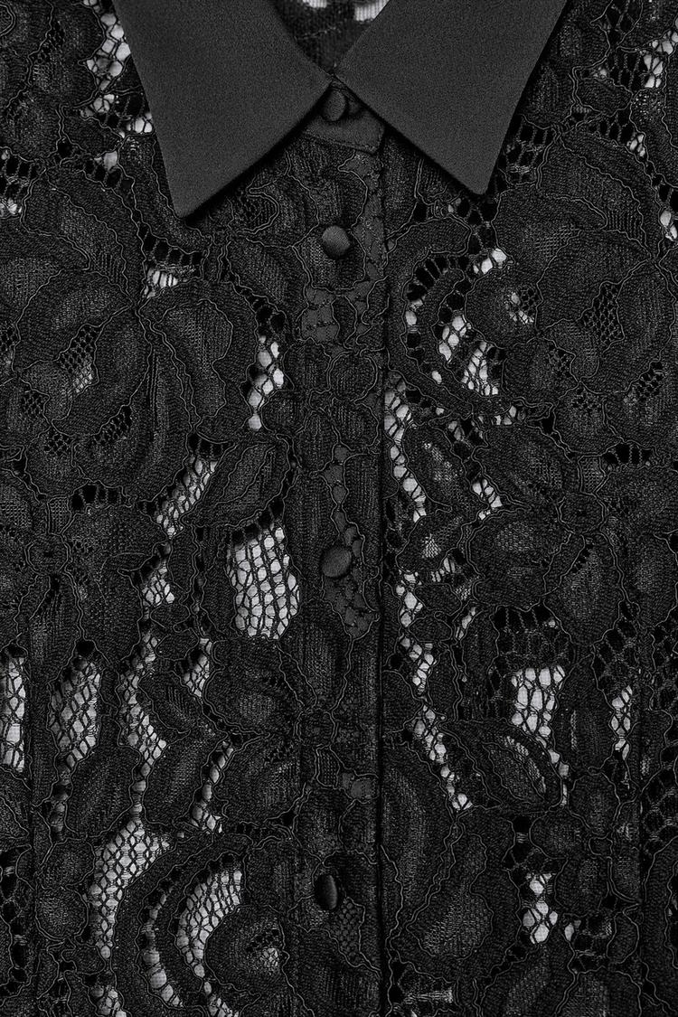 Zara ZW Collection black crochet blouse, SMALL