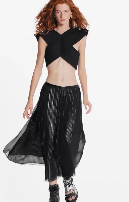 LOUIS VUITTON NWT Draped Mirrorball Midi Skirt, SIZE 38