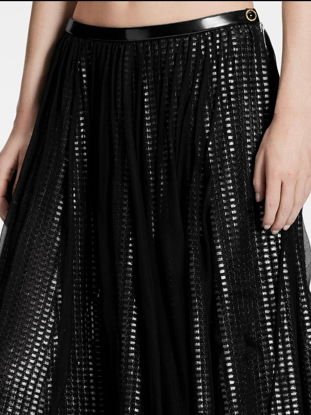LOUIS VUITTON Draped Mirrorball Midi Skirt, SIZE 38