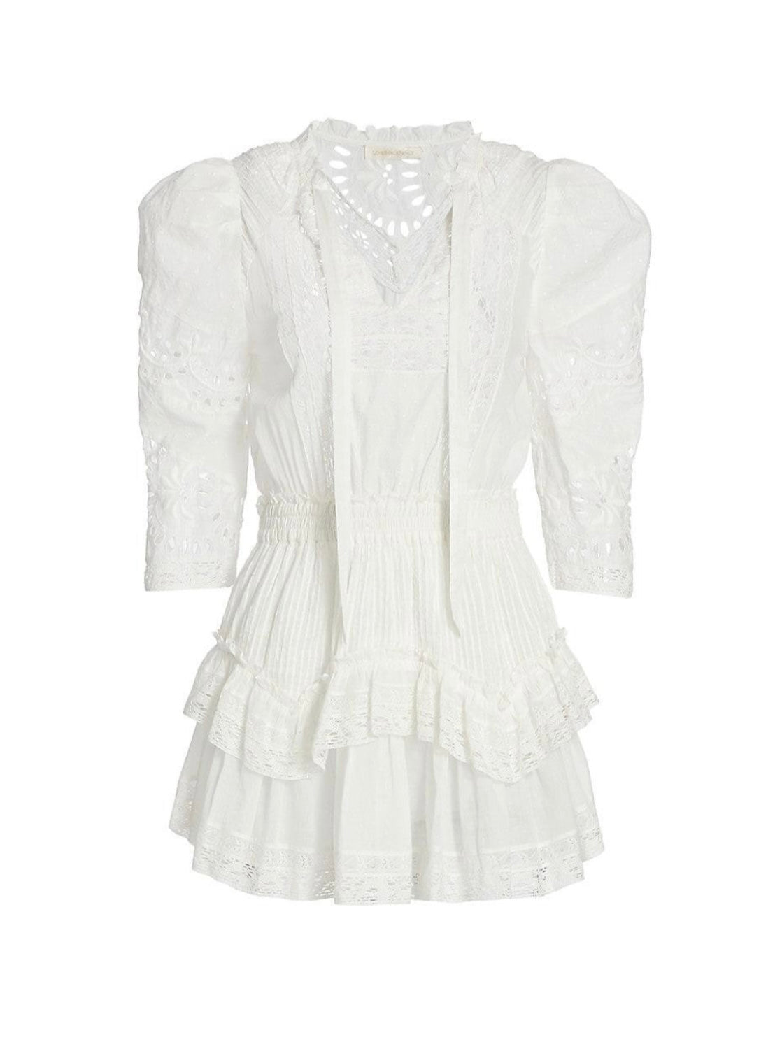 LOVESHACK FANCY Under The Archway Isidore Lace Mini A-Line Dress - XSMALL