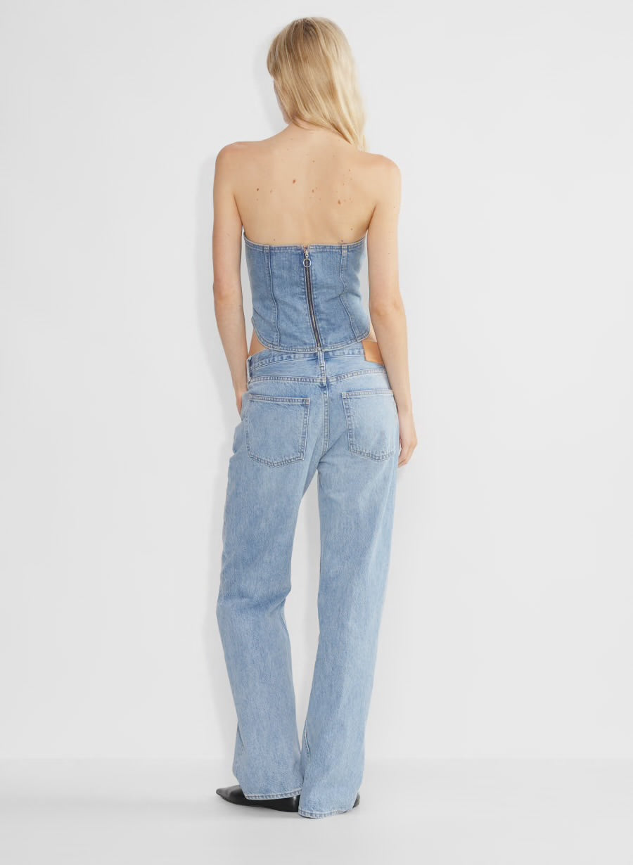 Denim Forum The '90s Debbie Denim Bustier, XSMALL