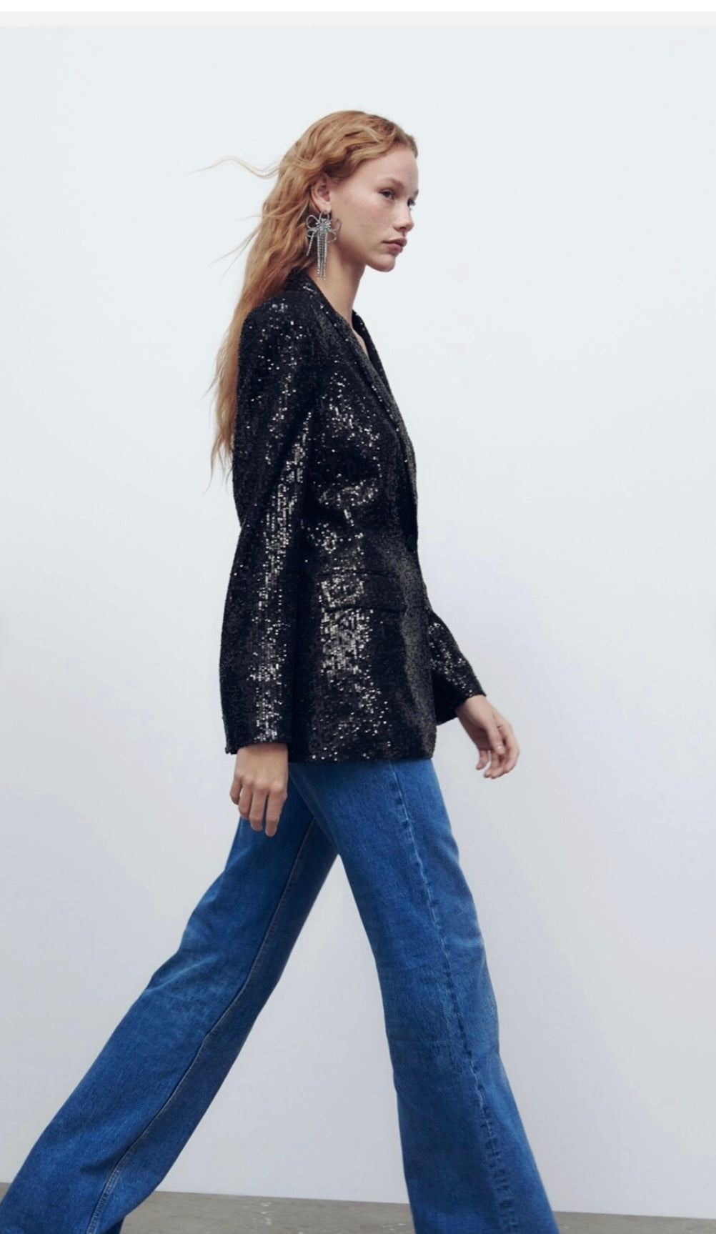 ZARA FITTED SEQUIN BLAZER, SMALL