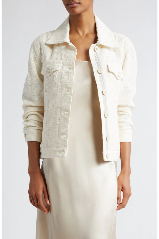 Eleventy Slub Weave Cotton Blend Trucker Jacket, Medium