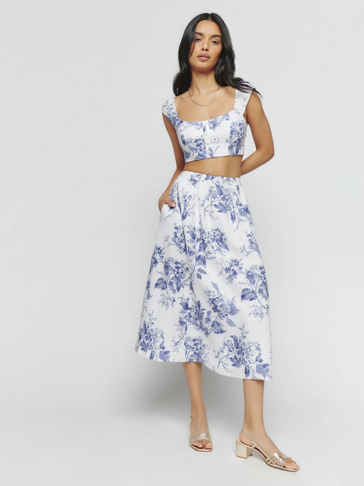 Reformation Tena Linen Two Piece, SIZE 2