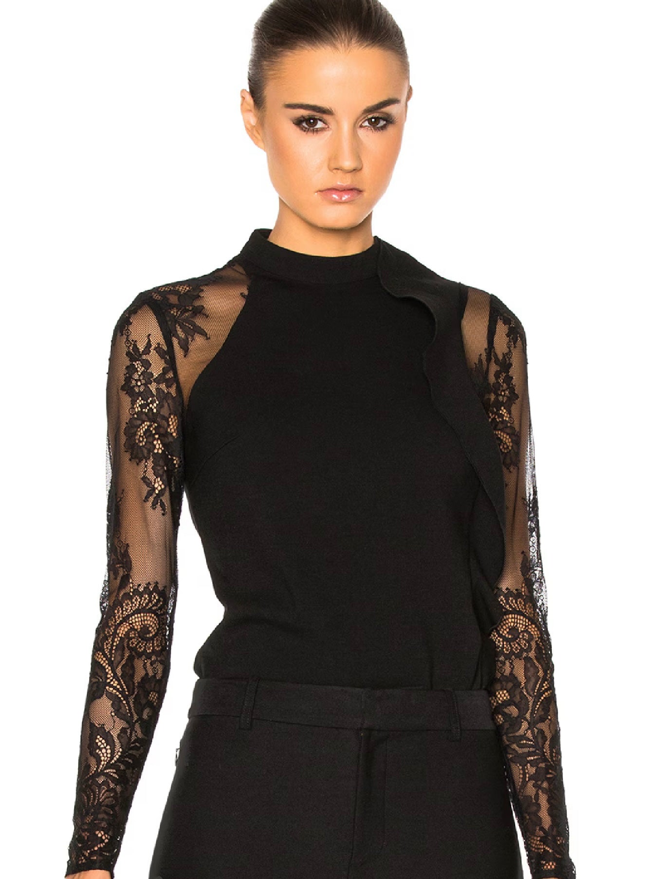 Self Portrait Ophelia Ruffled Lace Sleeve Blouse Size 6