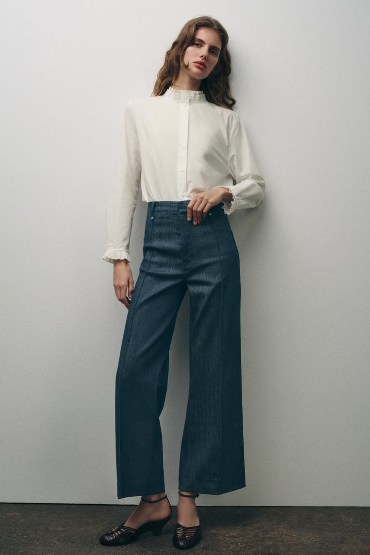 Zara ZW COLLECTION RUFFLE SHIRT, SMALL