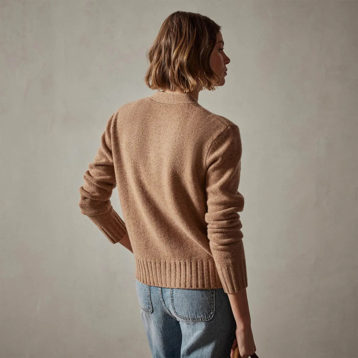 JAMES PERSE Shrunken Recycled Cashmere Cardigan - Caramel, SIZE 0