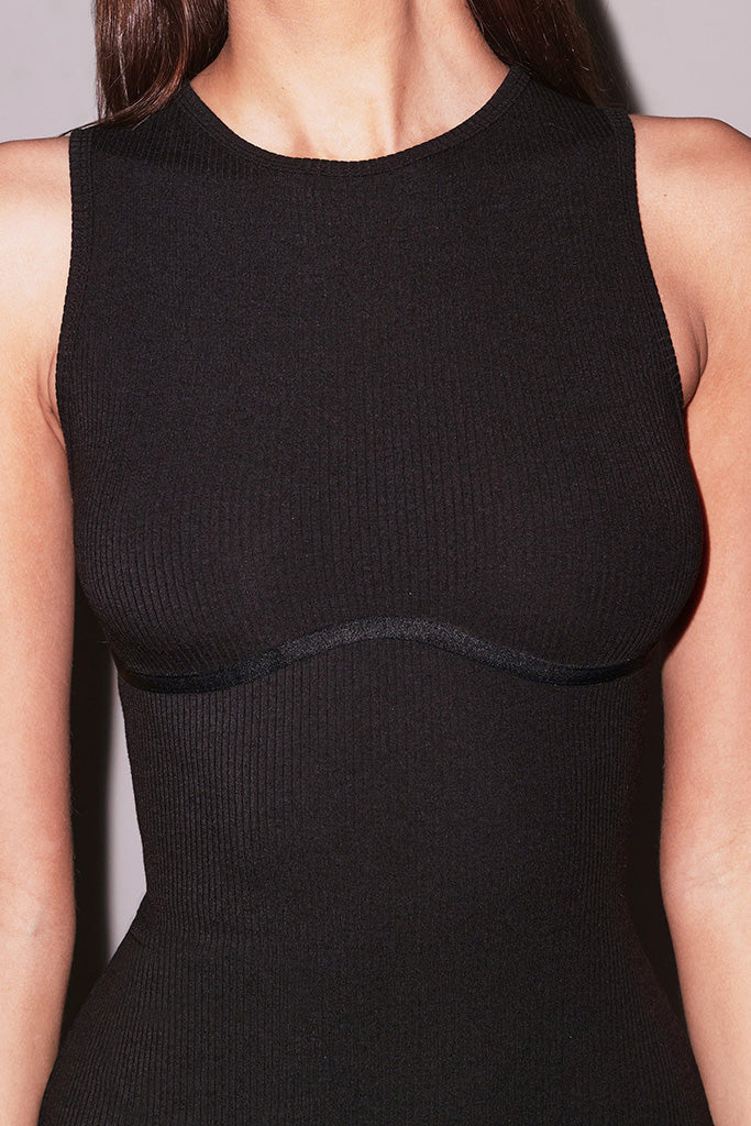 Fleur du Mal - Hourglass Rib Midi Dress - Black, Small
