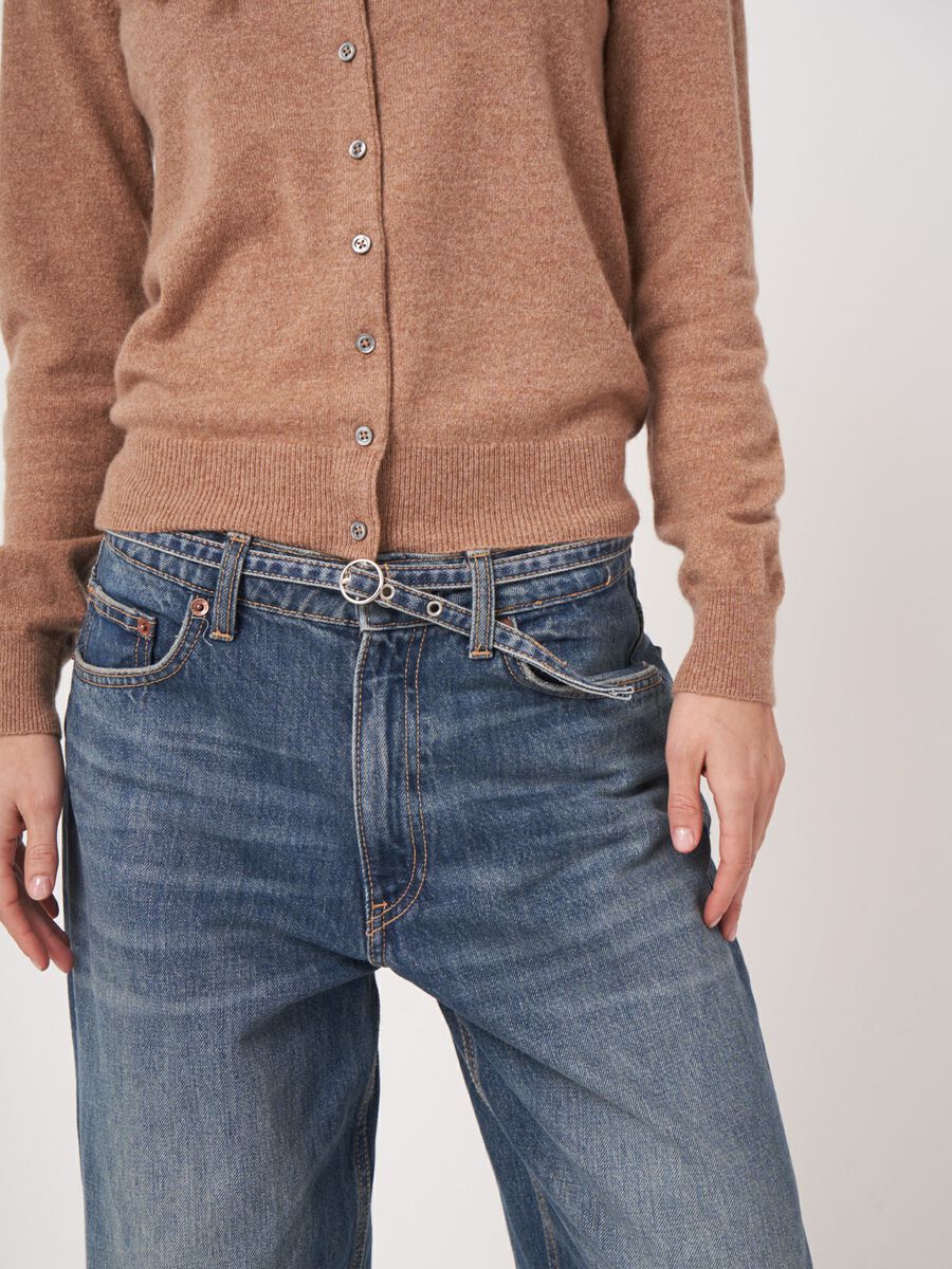 Repeat Classic Cashmere Cardigan For Women - Crew Neck, XSMALL