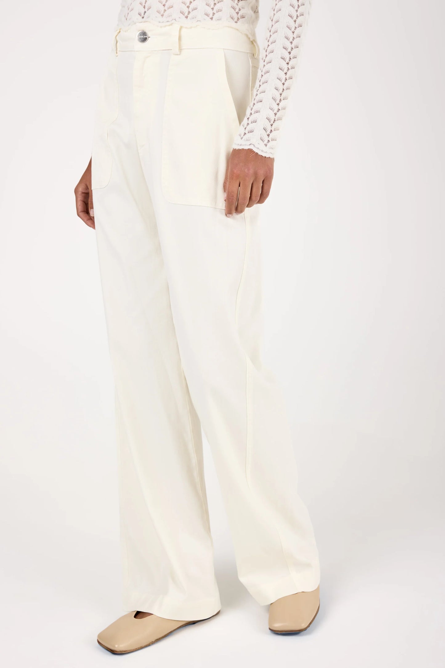 SABLYN Jolene Full-Length Utility Pant in Gardenia, Small Size 26/27