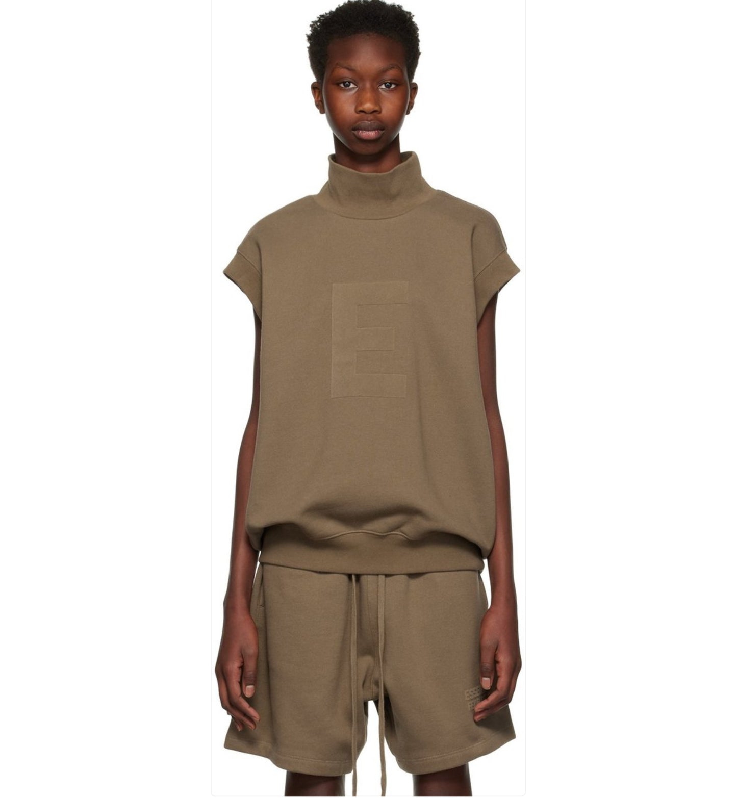 Fear of God Essentials Women's Wood Mock Neck Sleeveless Sweatshirt, Xsmall