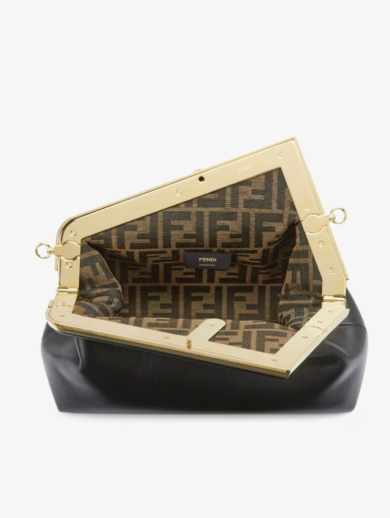 Fendi First Midi Black leather bag