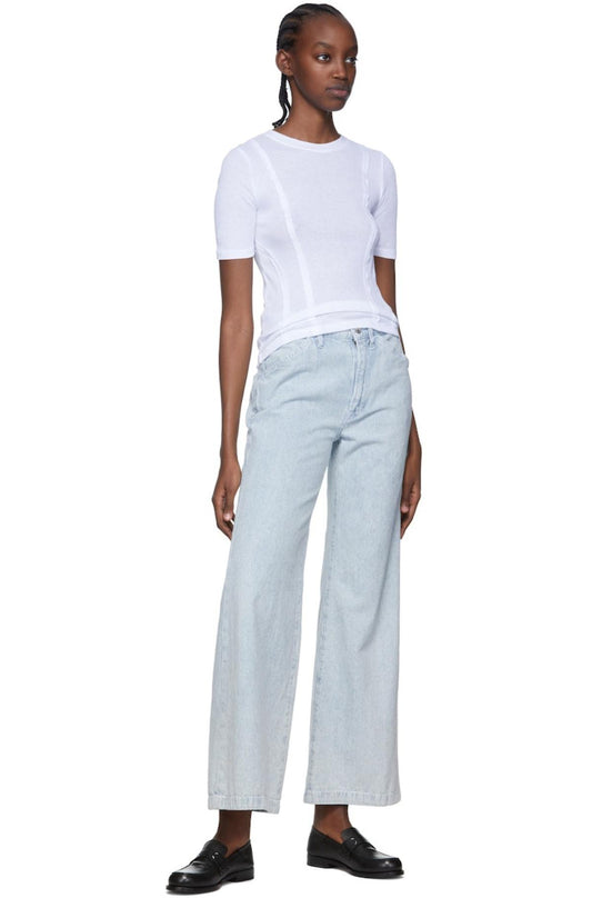 Frame Le Baggy Palazzo Wide-Leg Jeans,  bleached pinstripe ￼Size 27