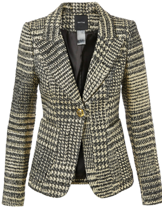 SMYTHE Duchess Blazer Metallic Glen-check, Size 6