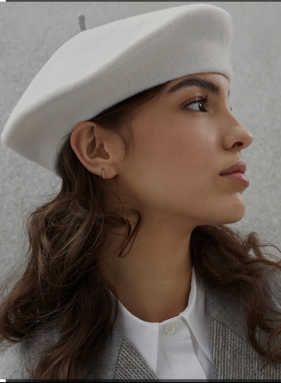 BRUNELLO CUCINELLI Felted wool beret with monili