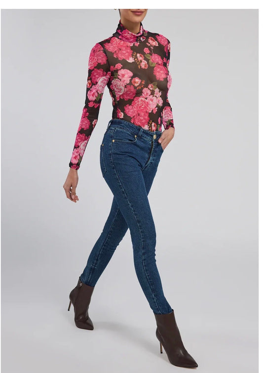 GENERATION LOVE Tyla Floral Mesh Top, XSMALL