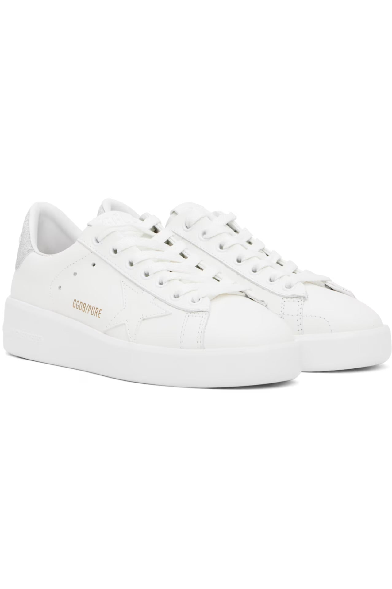 GOLDEN GOOSE White & Silver Purestar Sneakers, Size 36
