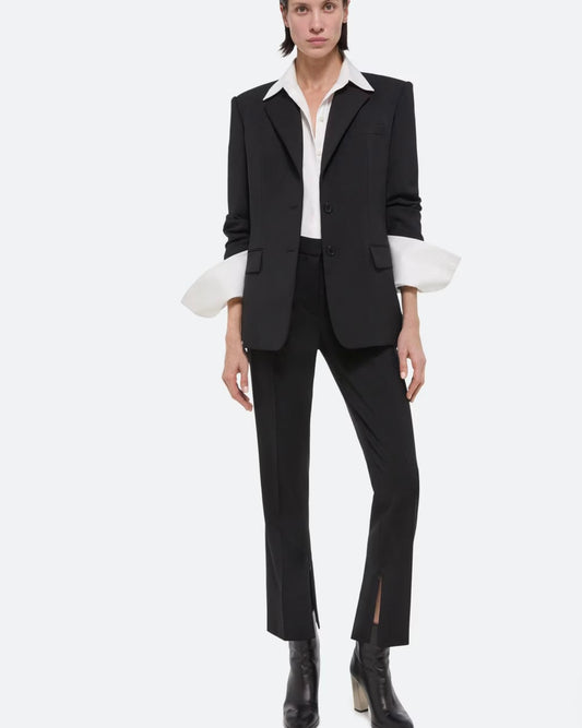 HELMUT LANG Black Virgin Wool Delaine Classic Blazer, SIZE 00 (oversized)