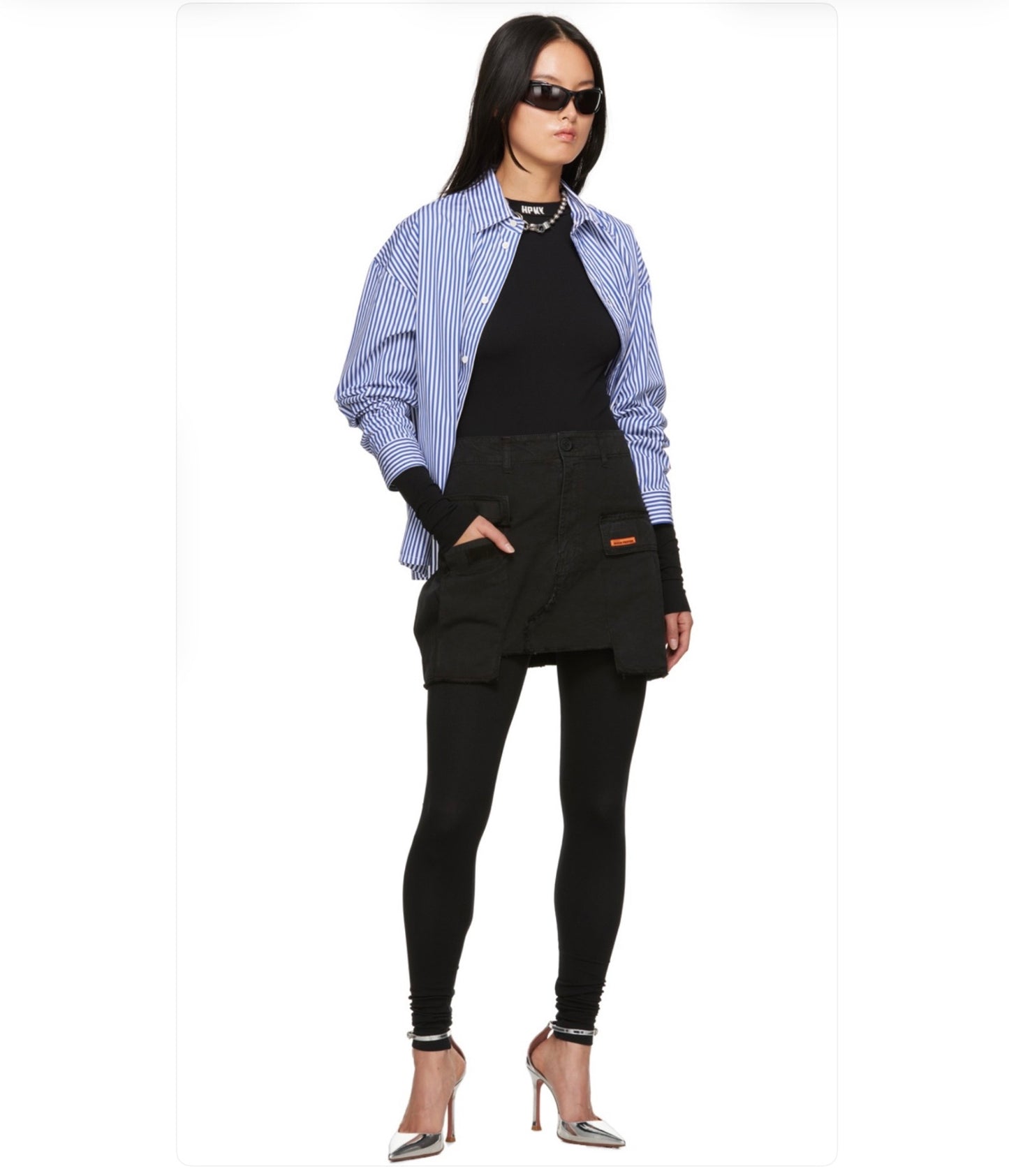 Heron Preston Blue Striped Shirt,XXSMALL (oversized)