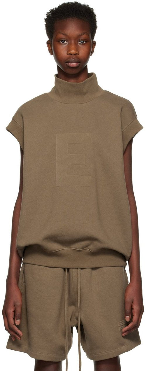 Fear of God Essentials Women's Wood Mock Neck Sleeveless Sweatshirt, Xsmall