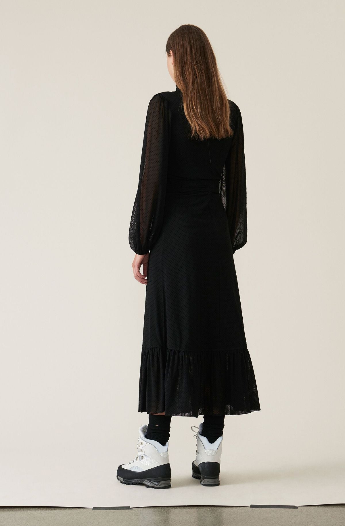 GANNI Dot Mesh Top - Black, SIZE 38