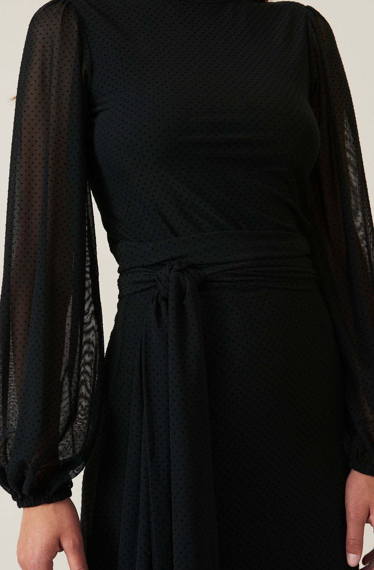 GANNI Dot Mesh Top - Black, SIZE 38