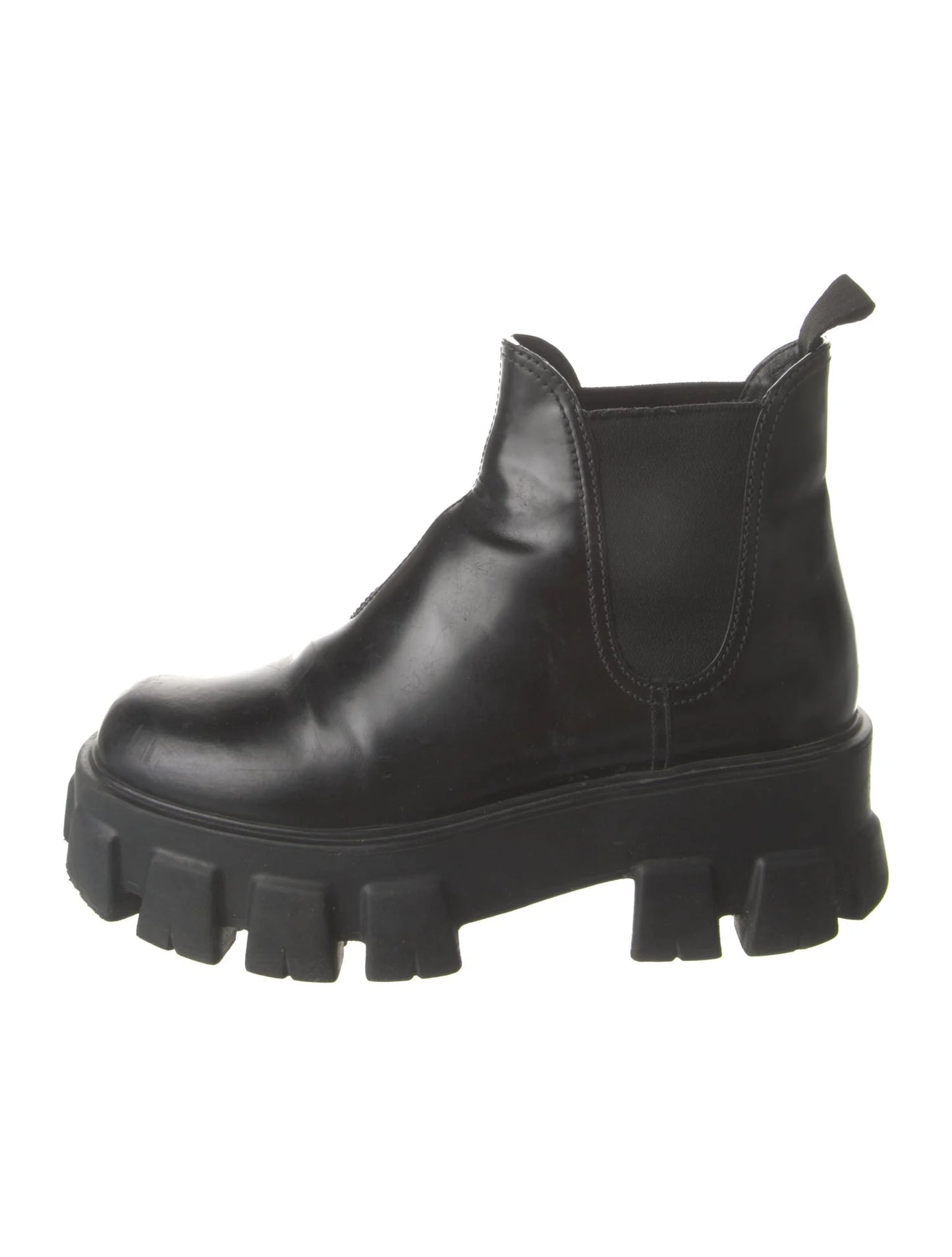 Prada Monolith brushed leather Chelsea Boots, SIZE 8.5