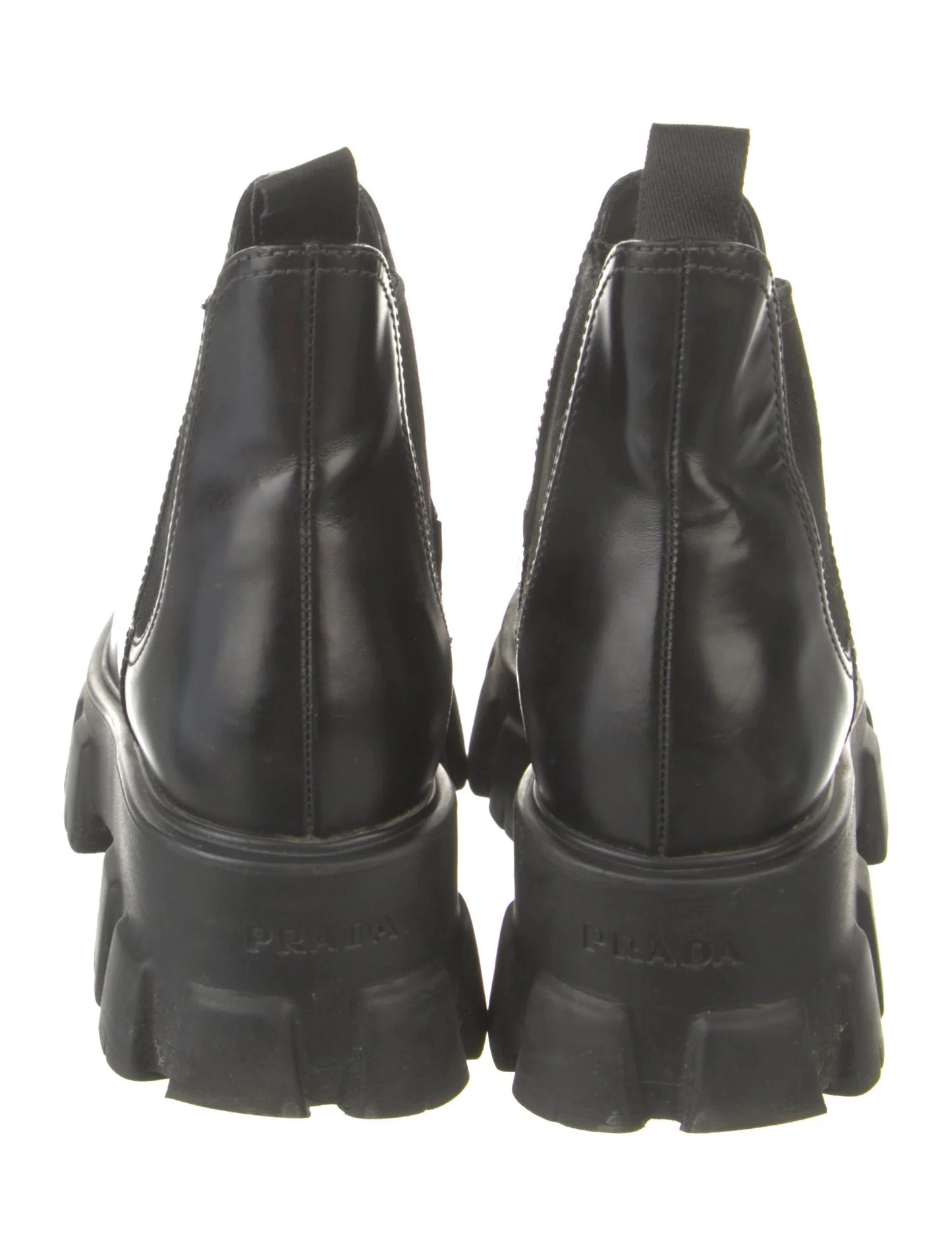 Prada Monolith brushed leather Chelsea Boots, SIZE 8.5