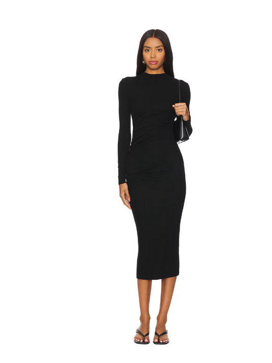 Enza Costa Silk Knit Long Sleeve Twist Midi Dress, Xsmall