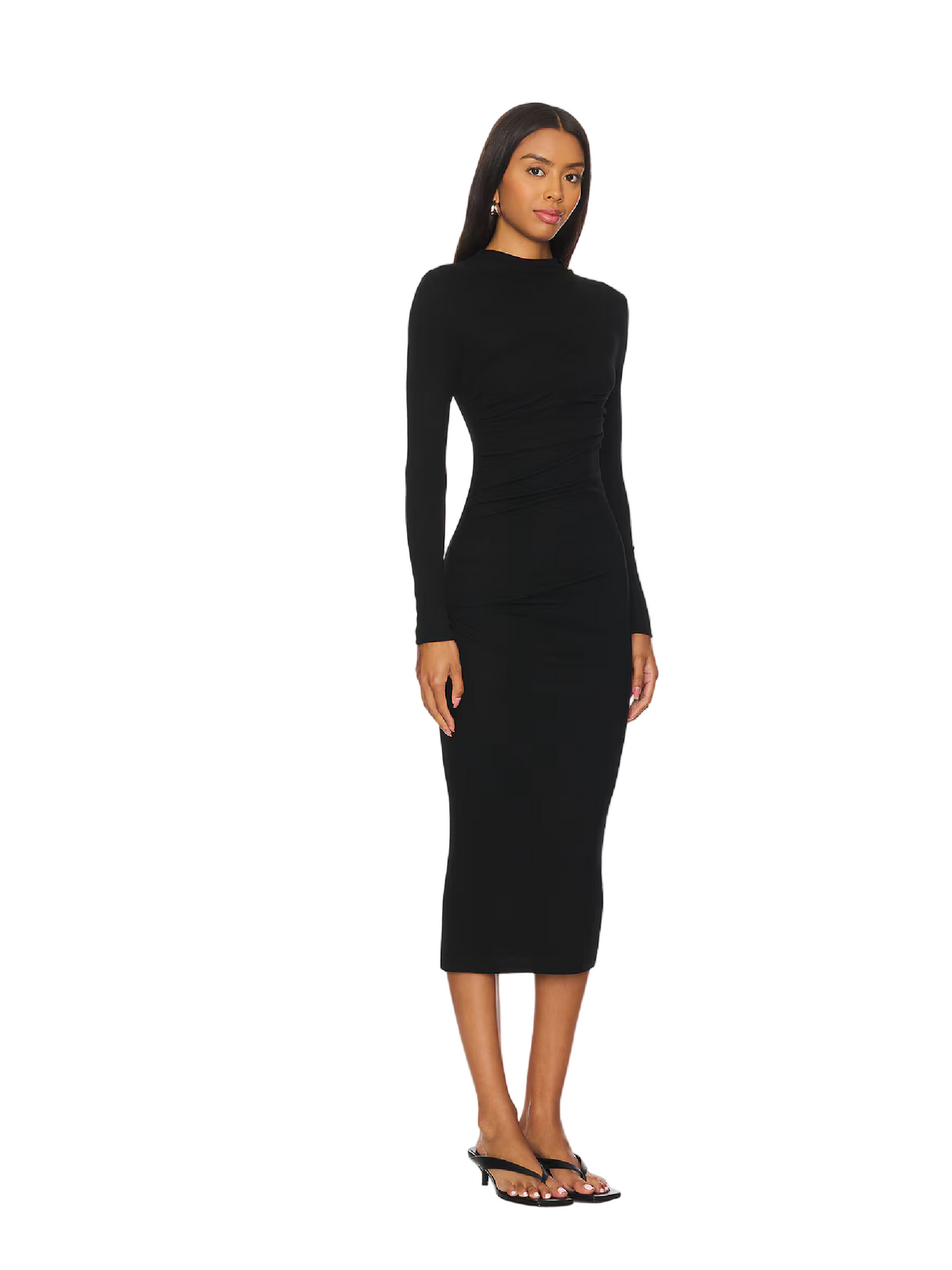 Enza Costa Silk Knit Long Sleeve Twist Midi Dress, Xsmall